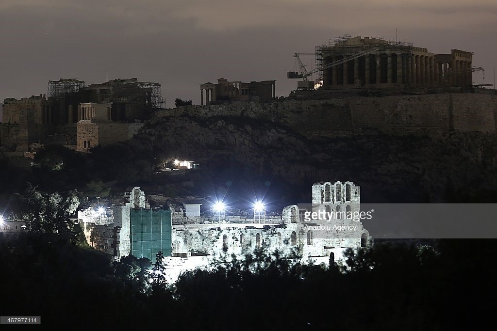 Acropolis seen in the dark