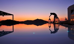 Sunset at the pool Senia Hotel Paros