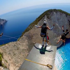 Base and rope jump @ Navagio beach Zakynthos