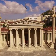 Aerial view of Academy, University, Library  #Athens