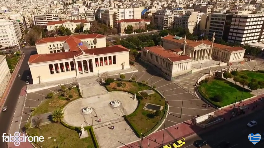 Aerial view of Academy, University, Library #Athens