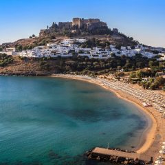 Lindos Village Rhodes Greece by drone